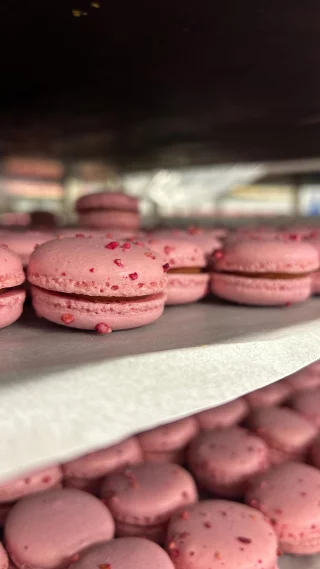 Nos macarons à la framboise intense, un délice ! 💗

Disponible dans votre boutique ✨

#macaron #gourmandise #framboises #patisserie #delicious